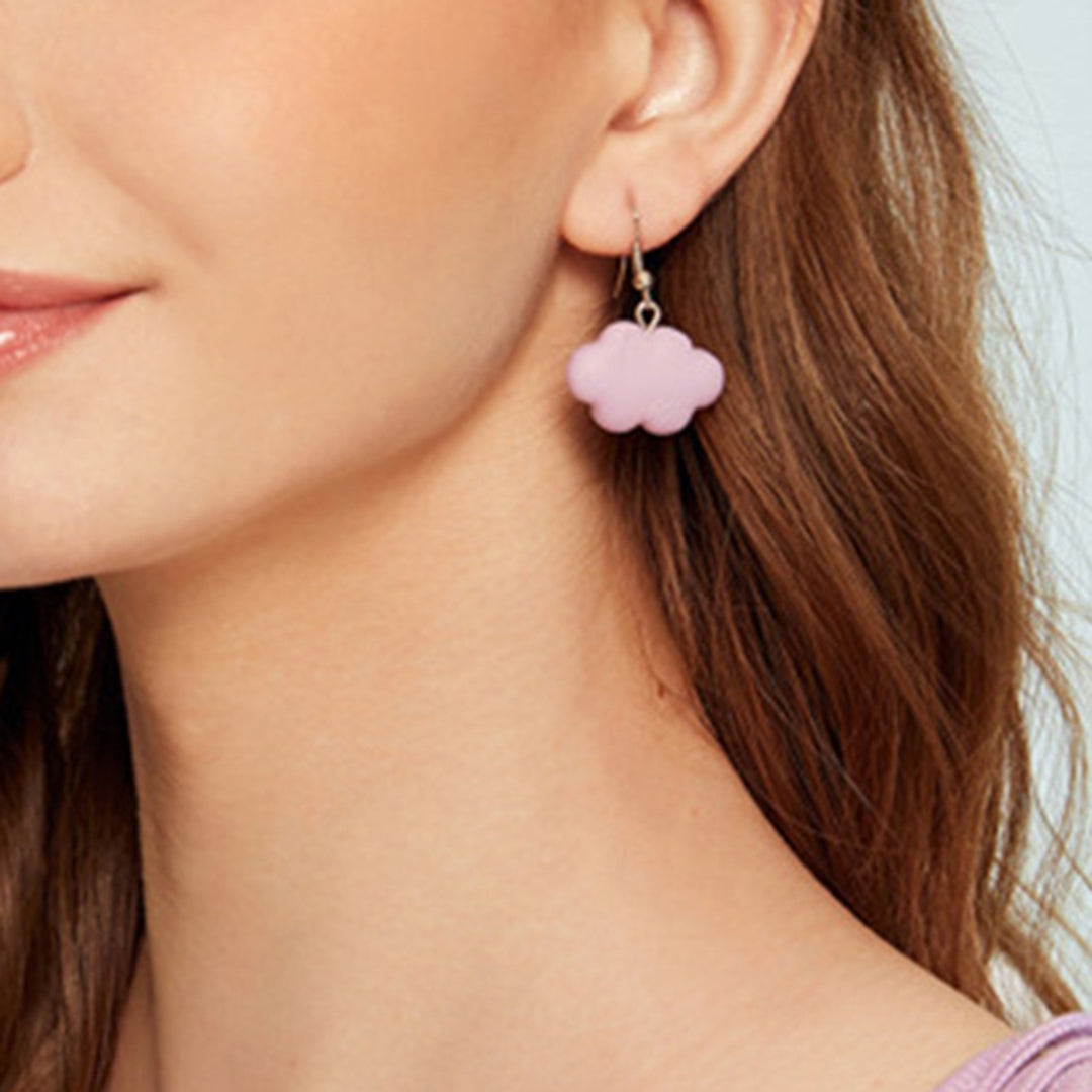 1 Pair Hook Earrings Cartoon Cloud Lovely Candy Color Dangle Earrings for Daily Wear Image 12