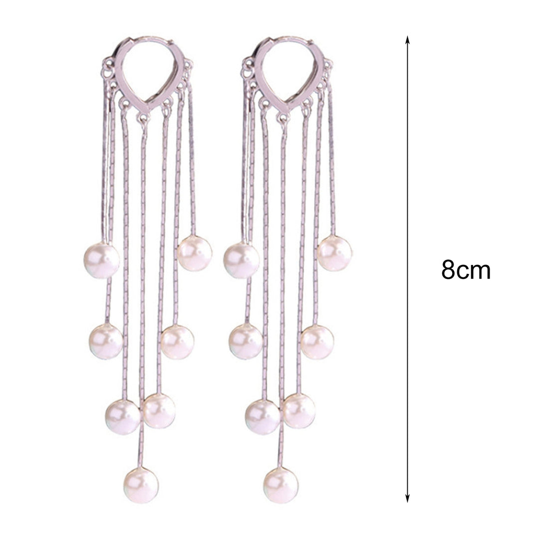 1 Pair Women Earrings Faux Pearls Tassels Jewelry Bohemian Imitation Pearls Dangle Earrings for Wedding Image 6