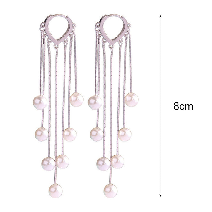 1 Pair Women Earrings Faux Pearls Tassels Jewelry Bohemian Imitation Pearls Dangle Earrings for Wedding Image 6