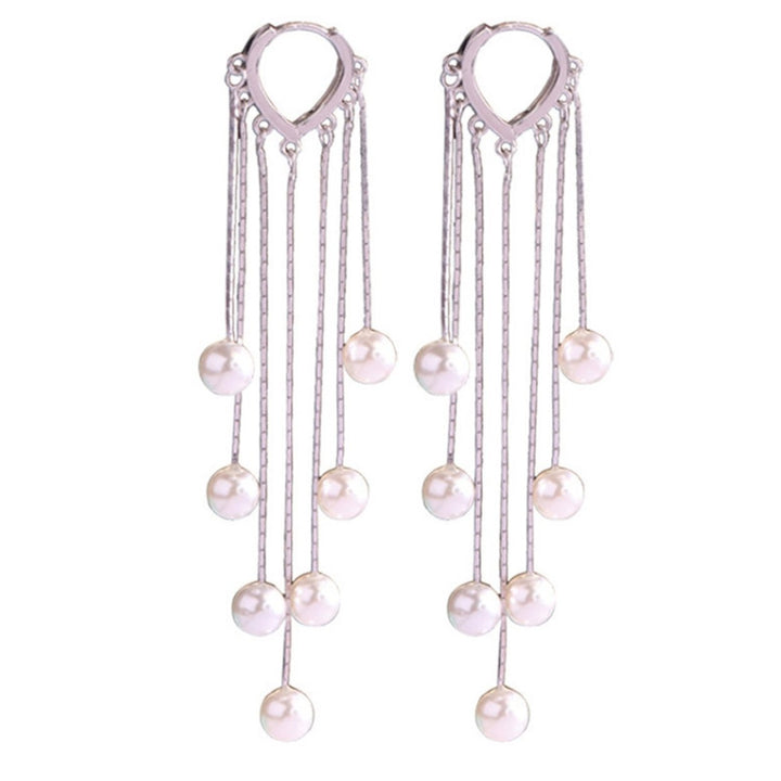 1 Pair Women Earrings Faux Pearls Tassels Jewelry Bohemian Imitation Pearls Dangle Earrings for Wedding Image 12