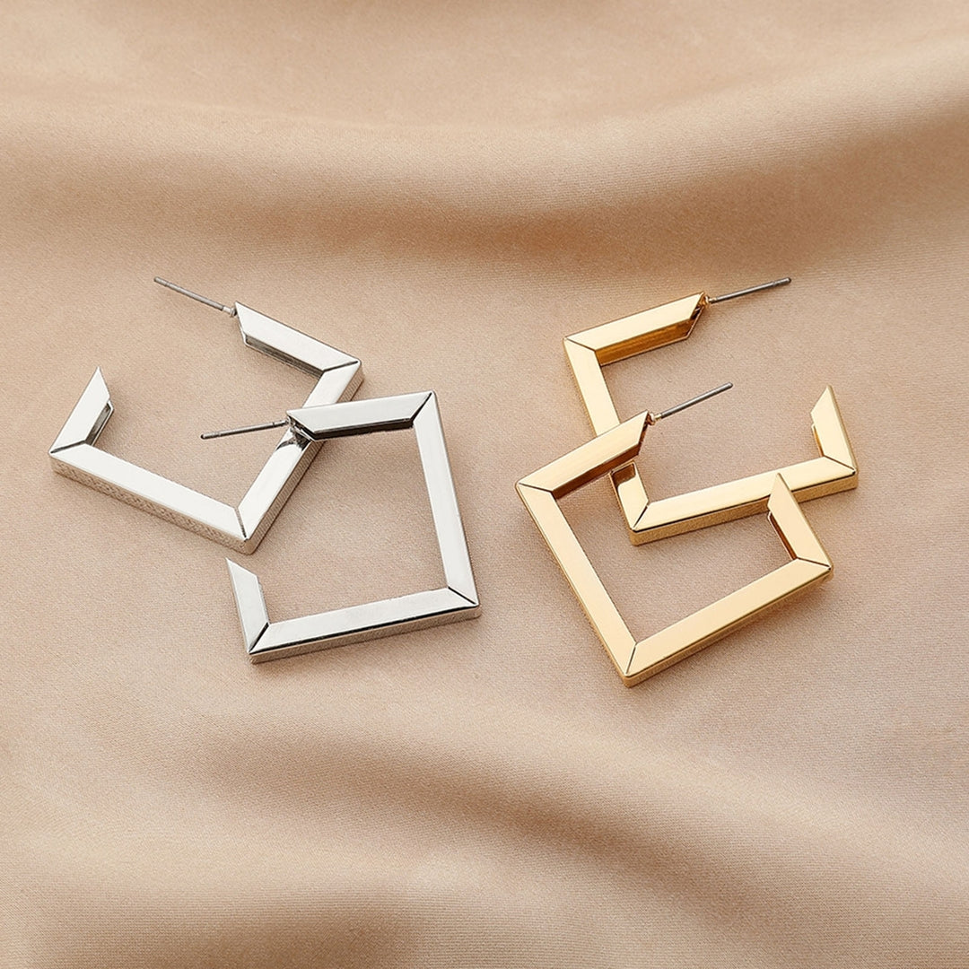 1 Pair Stud Earrings Rhombic Ins Style Jewelry Plated Geometric Drop Earrings for Party Image 1