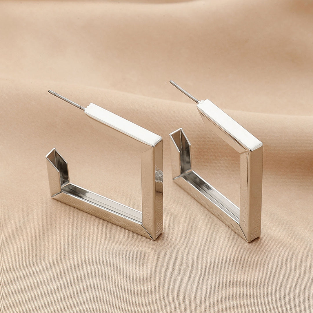 1 Pair Stud Earrings Rhombic Ins Style Jewelry Plated Geometric Drop Earrings for Party Image 3