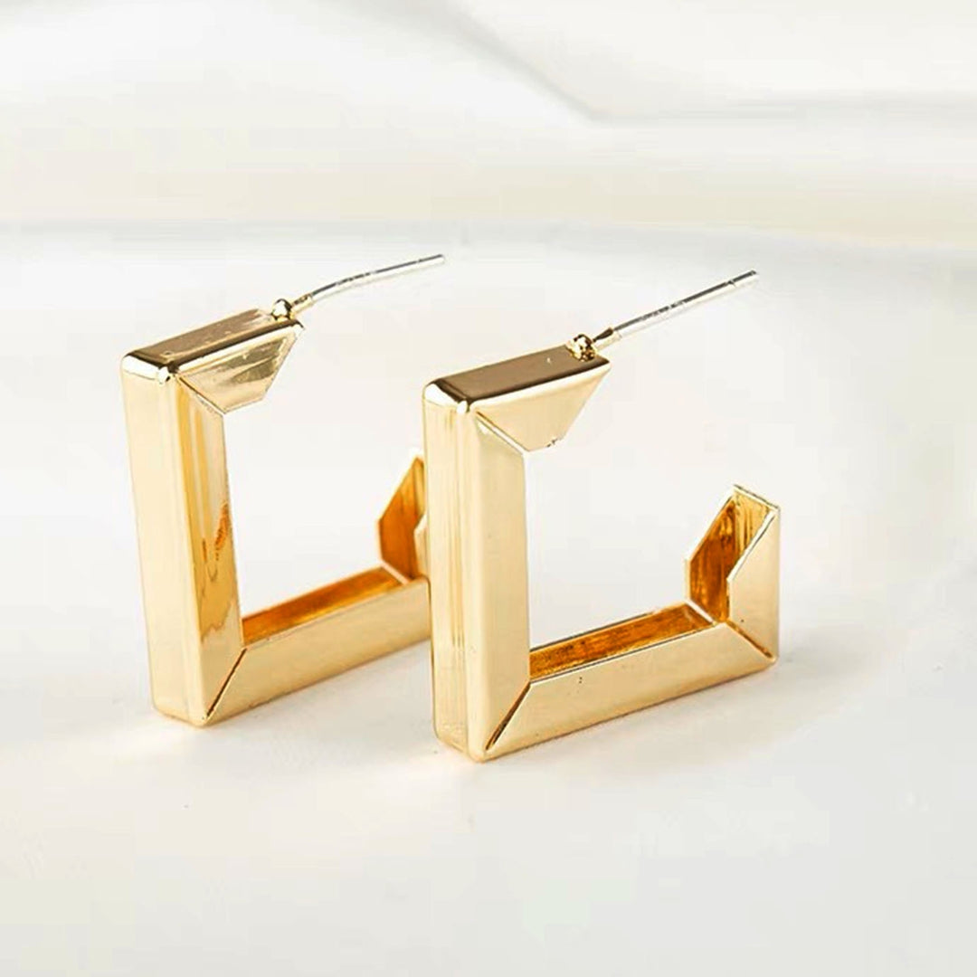 1 Pair Stud Earrings Rhombic Ins Style Jewelry Plated Geometric Drop Earrings for Party Image 4