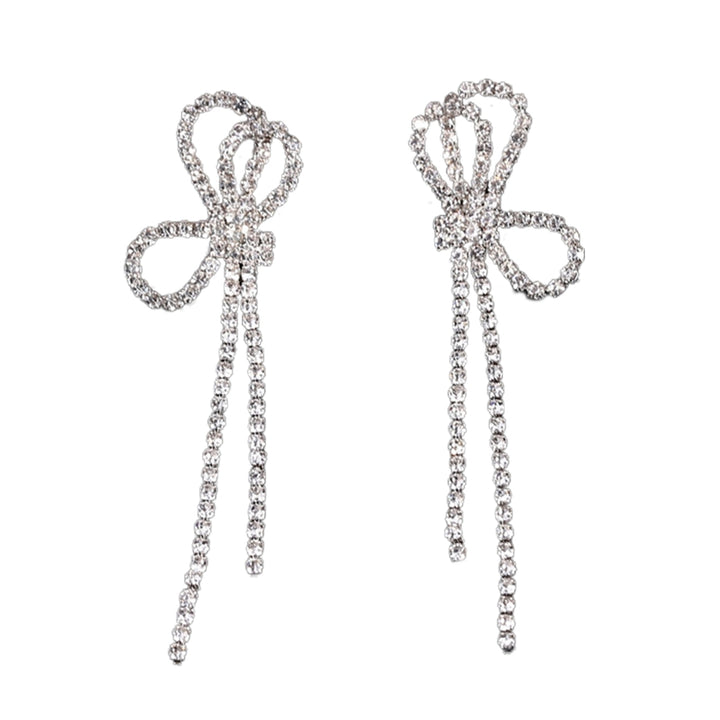 1 Pair Drop Earrings Rhinestones Tassels Jewelry Shining Korean Style Dangle Earrings for Wedding Party Banquet Prom Image 2