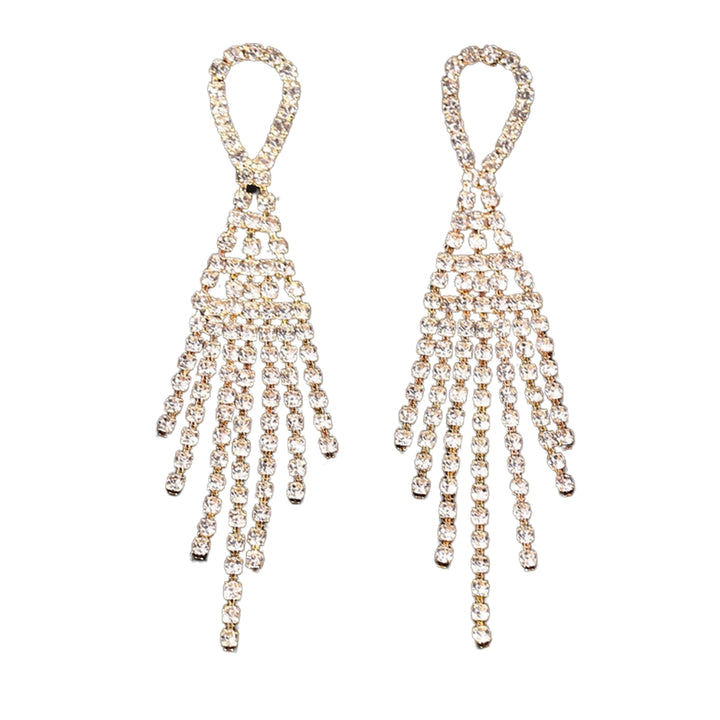 1 Pair Drop Earrings Rhinestones Tassels Jewelry Shining Korean Style Dangle Earrings for Wedding Party Banquet Prom Image 4