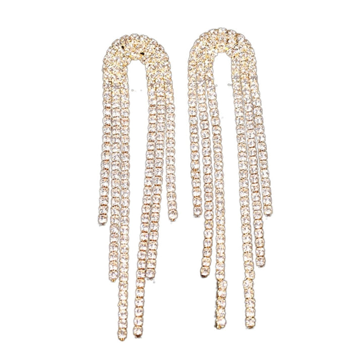 1 Pair Drop Earrings Rhinestones Tassels Jewelry Shining Korean Style Dangle Earrings for Wedding Party Banquet Prom Image 1