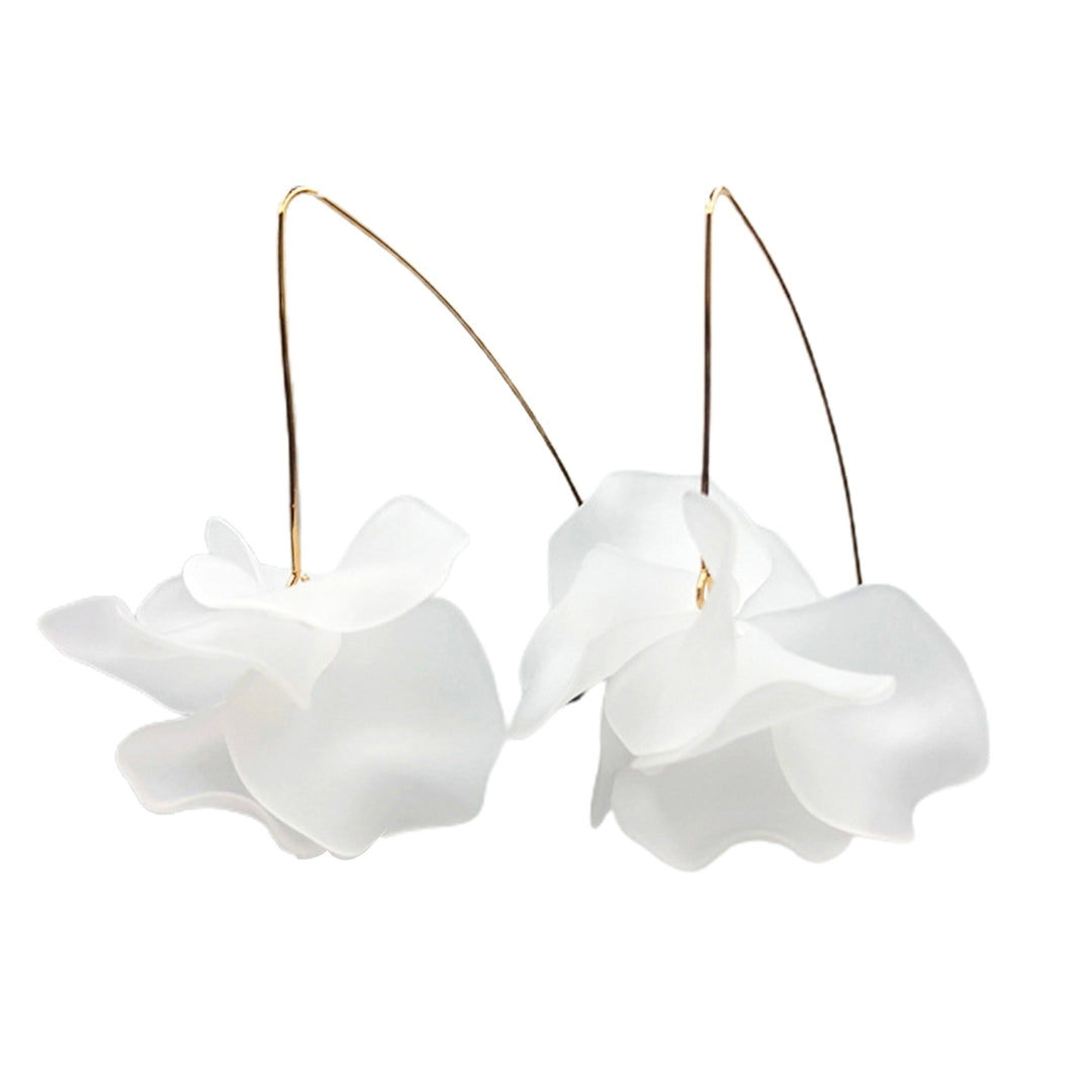1 Pair Hook Earrings Flower Bohemian Jewelry Exaggerated Handmade Petal Earrings for Daily Wear Wedding Dating Image 3