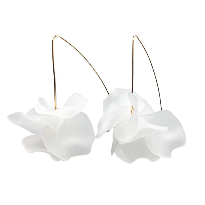 1 Pair Hook Earrings Flower Bohemian Jewelry Exaggerated Handmade Petal Earrings for Daily Wear Wedding Dating Image 1