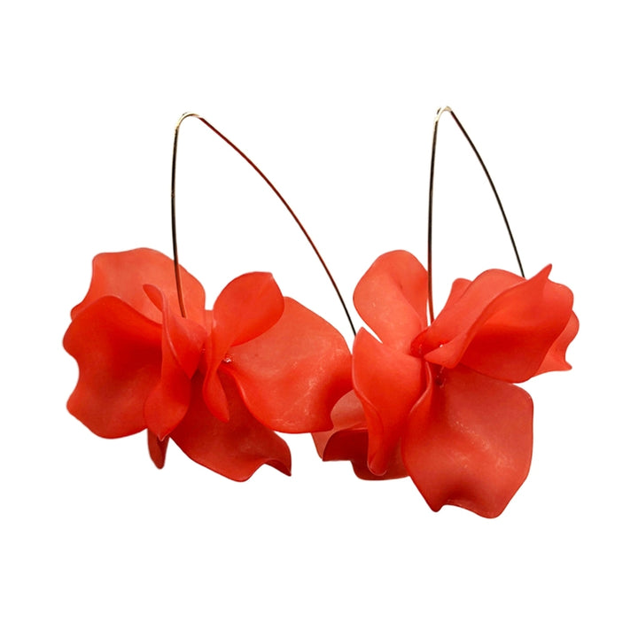 1 Pair Hook Earrings Flower Bohemian Jewelry Exaggerated Handmade Petal Earrings for Daily Wear Wedding Dating Image 4