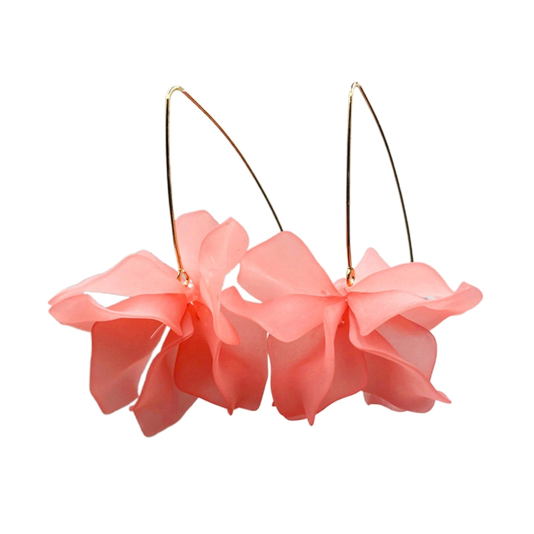 1 Pair Hook Earrings Flower Bohemian Jewelry Exaggerated Handmade Petal Earrings for Daily Wear Wedding Dating Image 6