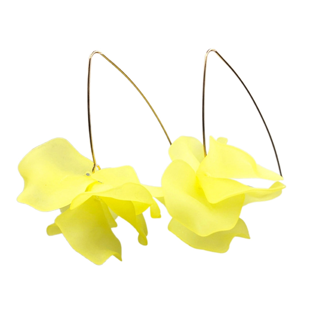 1 Pair Hook Earrings Flower Bohemian Jewelry Exaggerated Handmade Petal Earrings for Daily Wear Wedding Dating Image 7