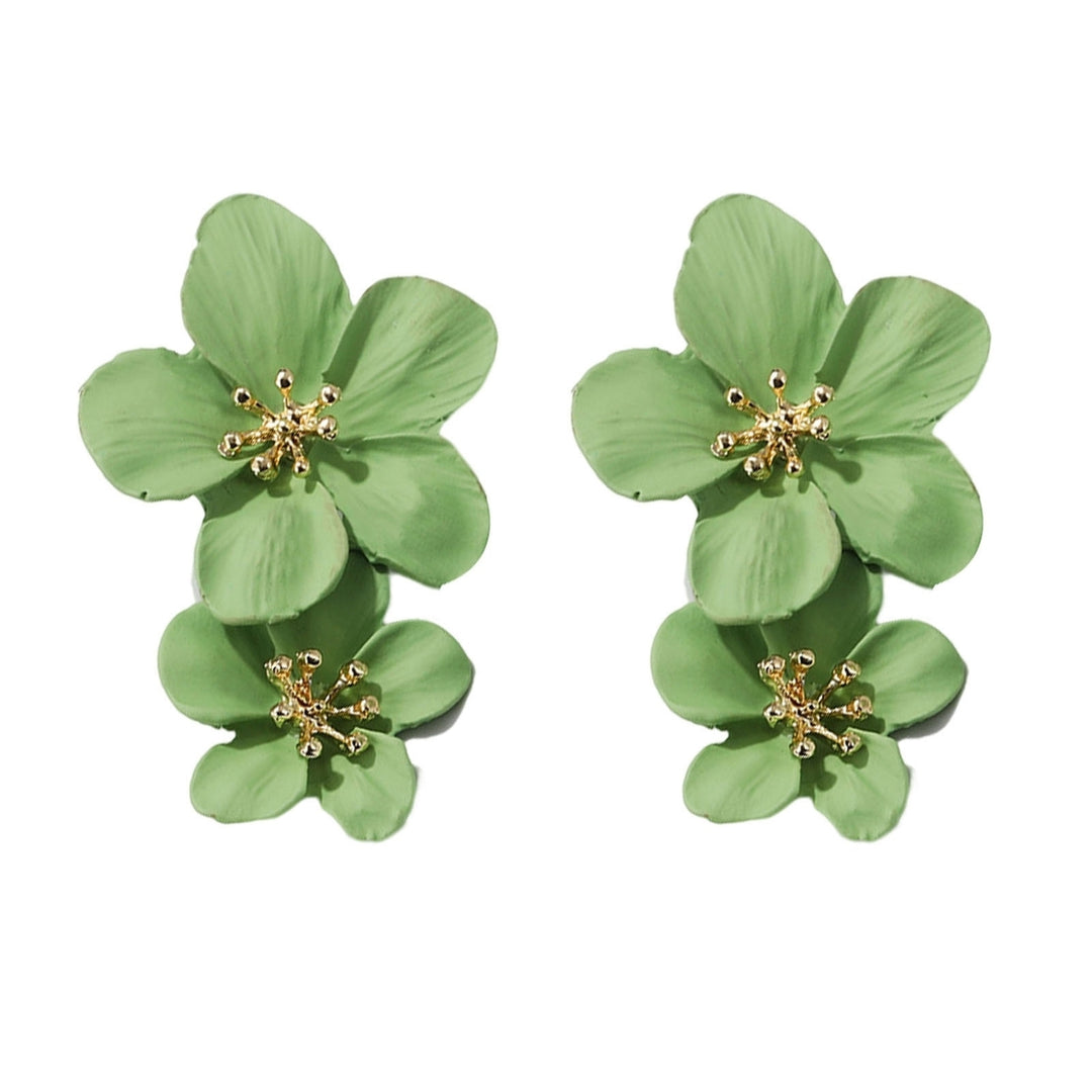 1 Pair Ear Studs Trendy Non-allergic Exquisite Elegant Double Layer Flower Design Women Earrings for Party Image 6