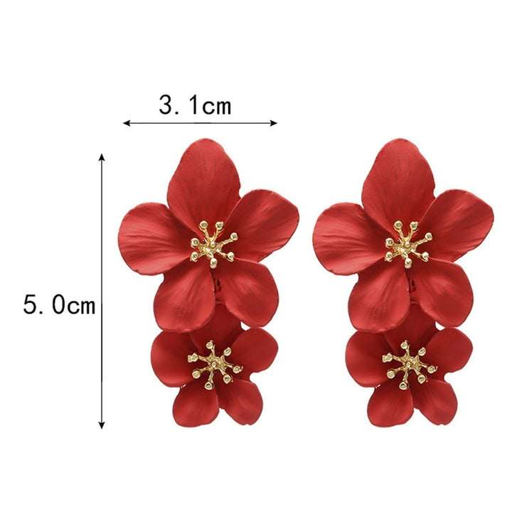 1 Pair Ear Studs Trendy Non-allergic Exquisite Elegant Double Layer Flower Design Women Earrings for Party Image 11