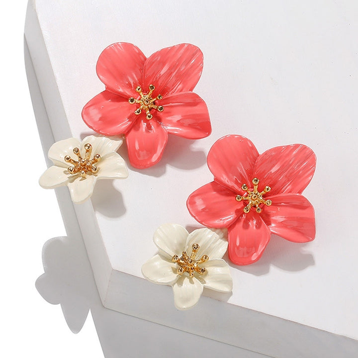 1 Pair Ear Studs Trendy Non-allergic Exquisite Elegant Double Layer Flower Design Women Earrings for Party Image 12