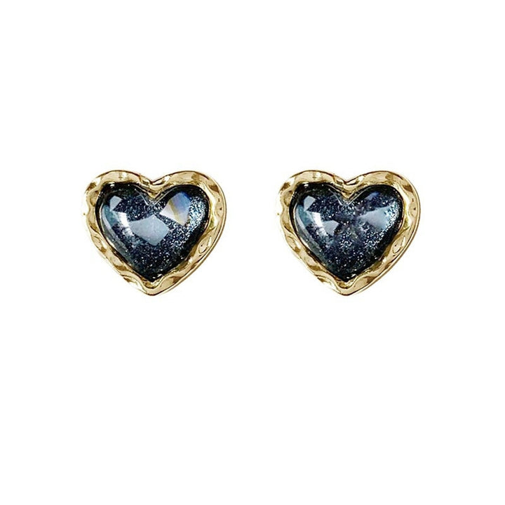 1 Pair Stud Earrings Heart Plating Jewelry Korean Style Electroplating Ear Studs for Wedding Party Banquet Prom Image 2
