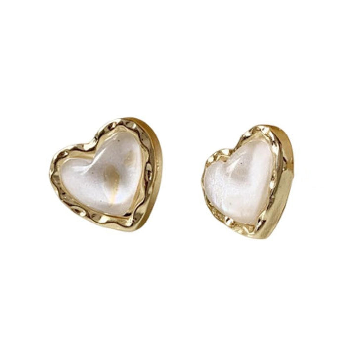 1 Pair Stud Earrings Heart Plating Jewelry Korean Style Electroplating Ear Studs for Wedding Party Banquet Prom Image 3