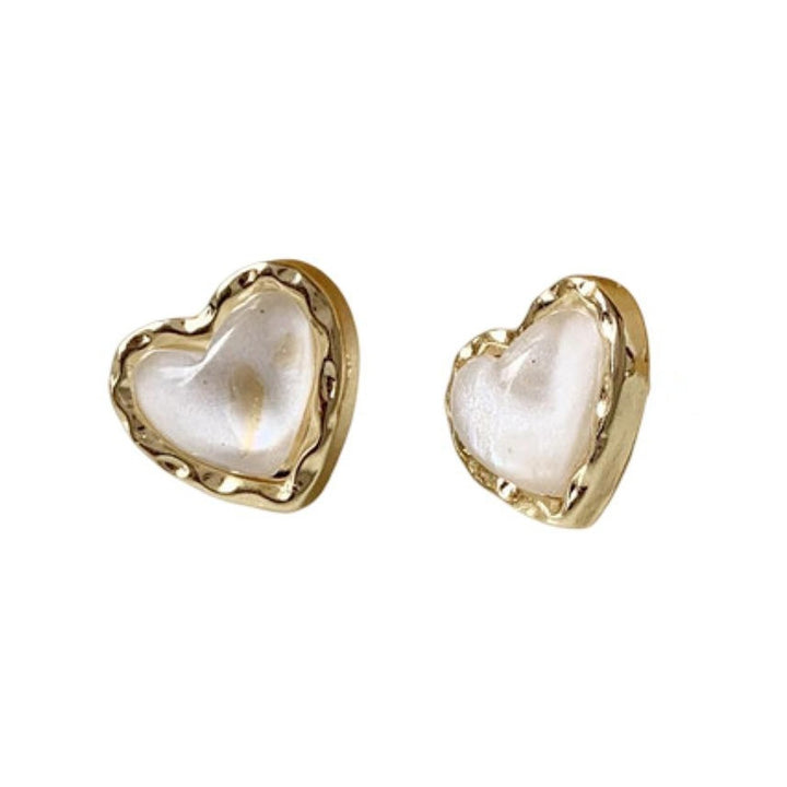 1 Pair Stud Earrings Heart Plating Jewelry Korean Style Electroplating Ear Studs for Wedding Party Banquet Prom Image 1