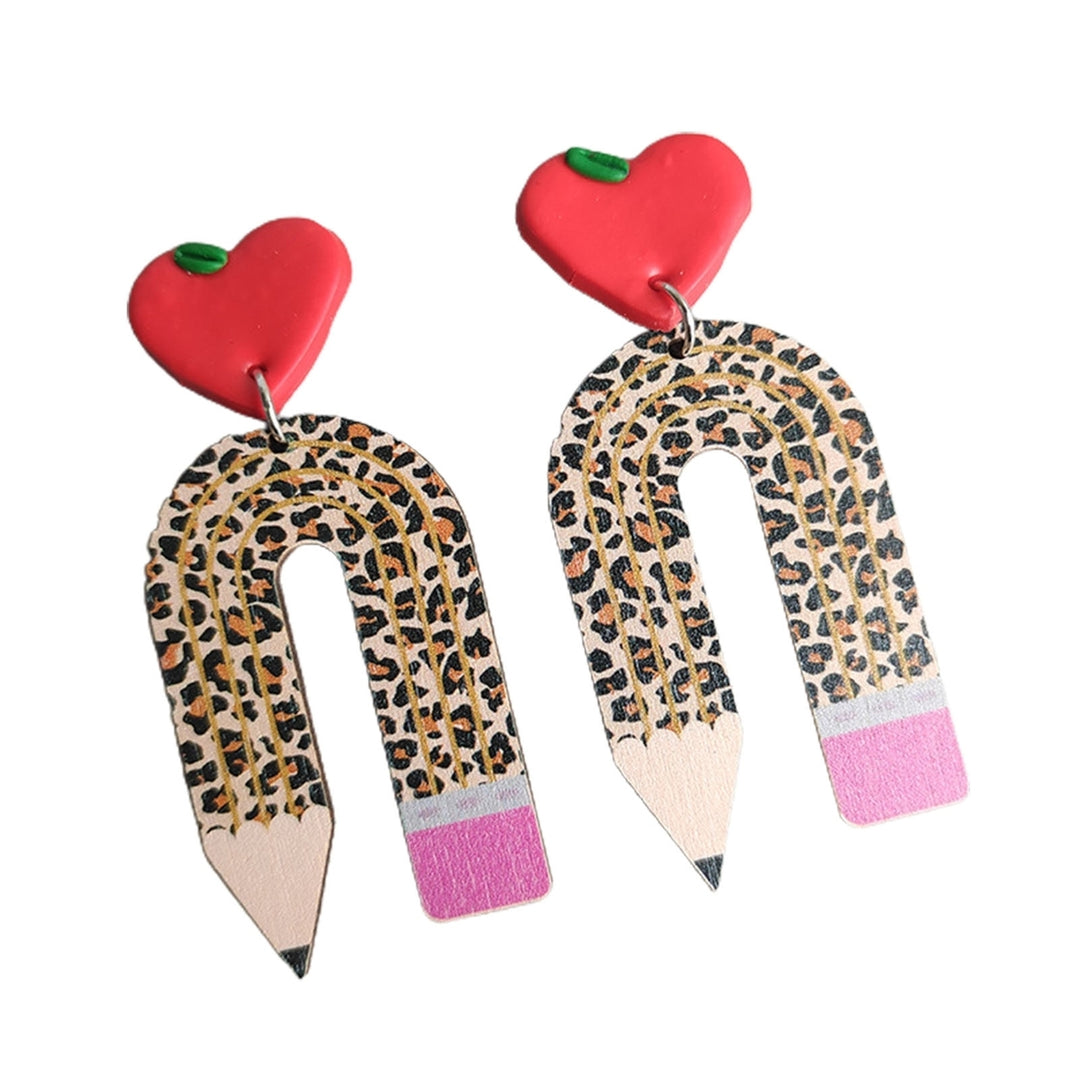 1 Pair Fashion Earrings Charming Pencil Shape Creative Decoration Leopard Women Fashion Earrings for Outdoor Image 3