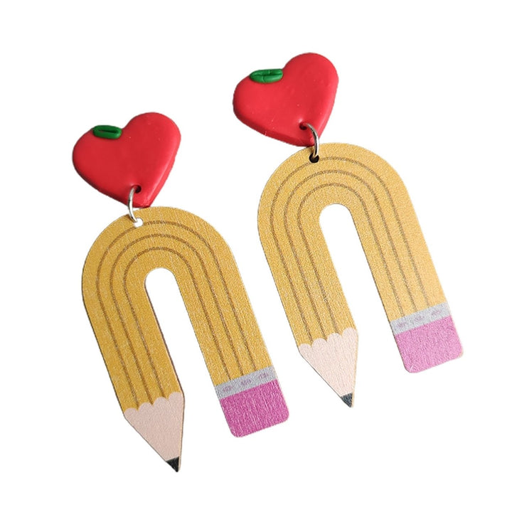 1 Pair Fashion Earrings Charming Pencil Shape Creative Decoration Leopard Women Fashion Earrings for Outdoor Image 1