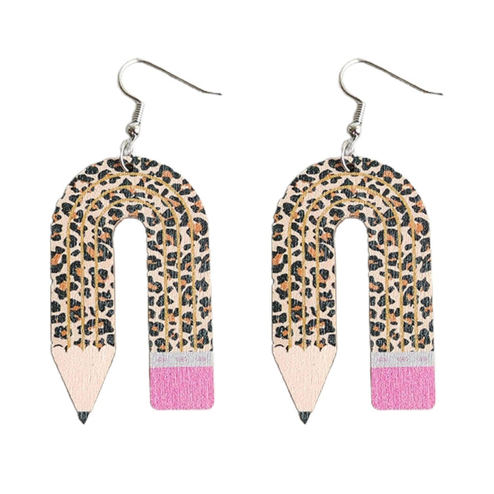 1 Pair Fashion Earrings Charming Pencil Shape Creative Decoration Leopard Women Fashion Earrings for Outdoor Image 1