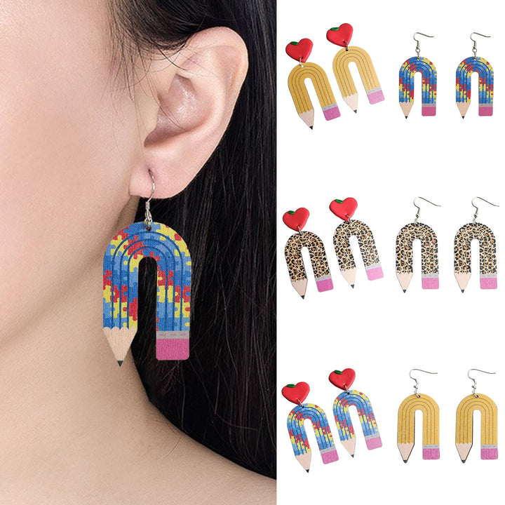 1 Pair Fashion Earrings Charming Pencil Shape Creative Decoration Leopard Women Fashion Earrings for Outdoor Image 8