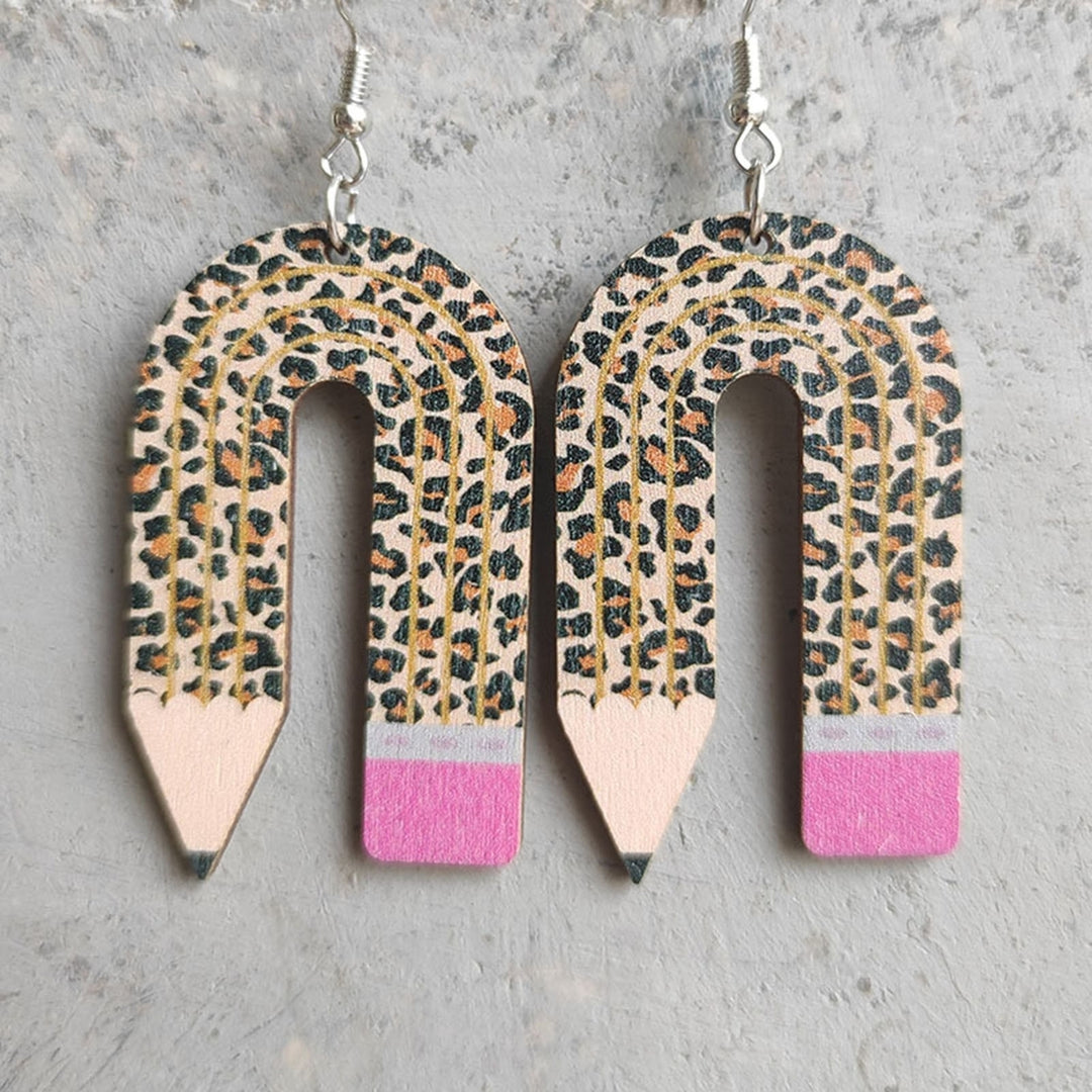 1 Pair Fashion Earrings Charming Pencil Shape Creative Decoration Leopard Women Fashion Earrings for Outdoor Image 12
