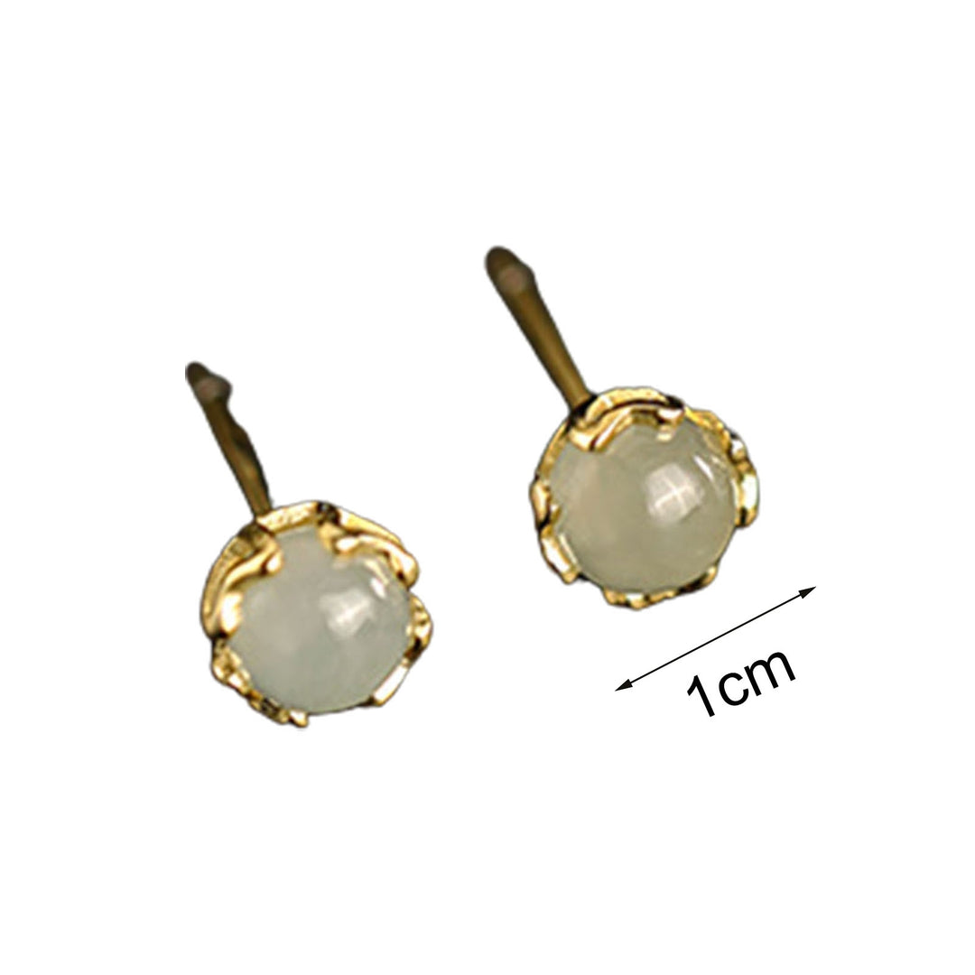 1 Pair Ear Studs Shiny Imitation Jade Inlay Ear Decoration Fashion Jewelry Piercing Studs Earring  Women Jewelry Gift Image 7