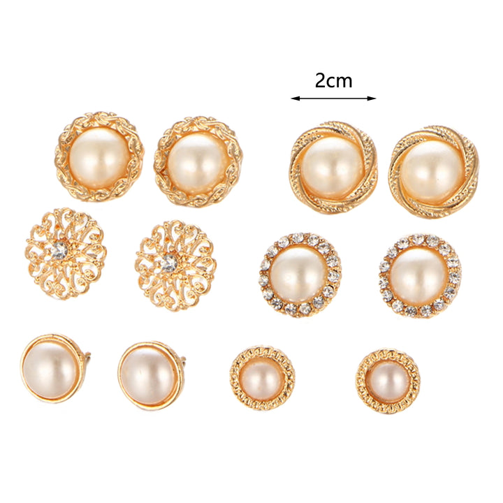 6 Pairs Stud Earrings Round Studs Jewelry for Dating Image 6