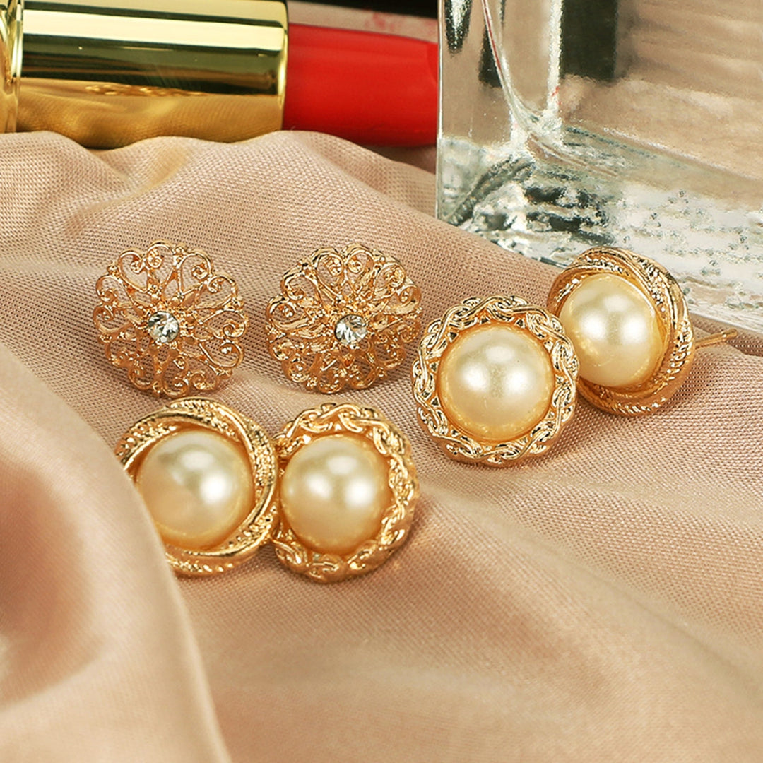 6 Pairs Stud Earrings Round Studs Jewelry for Dating Image 9