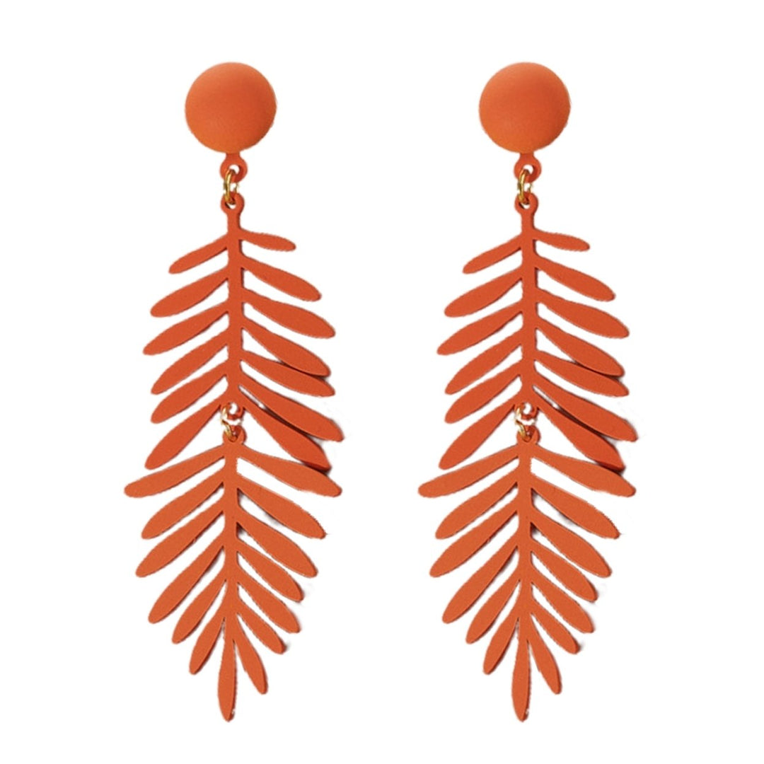 1 Pair Women Earrings Leaf Vivid Lady Earrings Jewelry Image 1