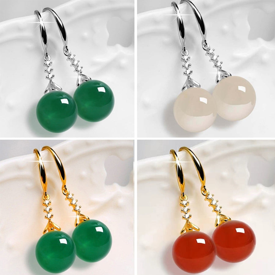 1 Pair Agate Earrings Not Prone to Allergies Graceful Exquisite Fine Workmanship Shiny Bright Hook Earrings for Fashion Image 1