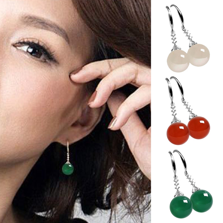 1 Pair Agate Earrings Not Prone to Allergies Graceful Exquisite Fine Workmanship Shiny Bright Hook Earrings for Fashion Image 8