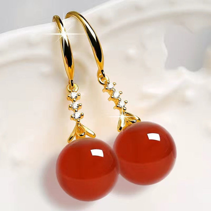 1 Pair Agate Earrings Not Prone to Allergies Graceful Exquisite Fine Workmanship Shiny Bright Hook Earrings for Fashion Image 12