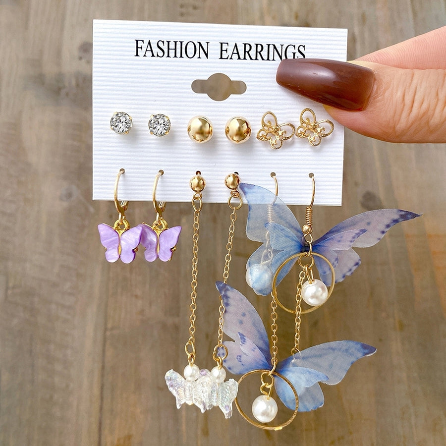 6 Pairs Dangle Earrings Long Ear Studs for Banquet Image 1