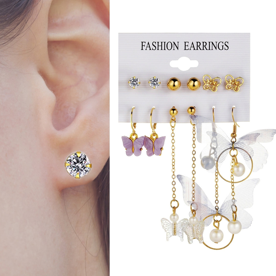 6 Pairs Dangle Earrings Long Ear Studs for Banquet Image 2