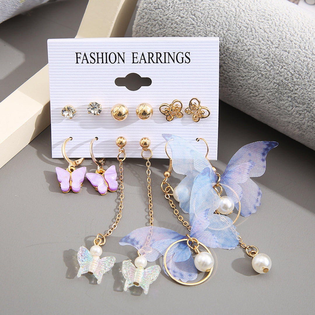 6 Pairs Dangle Earrings Long Ear Studs for Banquet Image 3