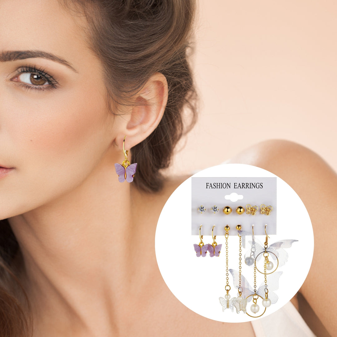 6 Pairs Dangle Earrings Long Ear Studs for Banquet Image 4