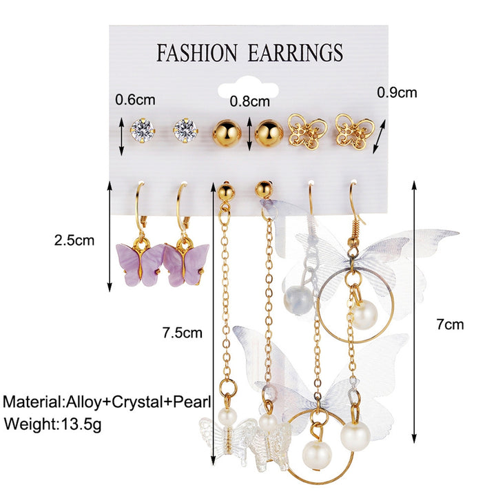 6 Pairs Dangle Earrings Long Ear Studs for Banquet Image 6