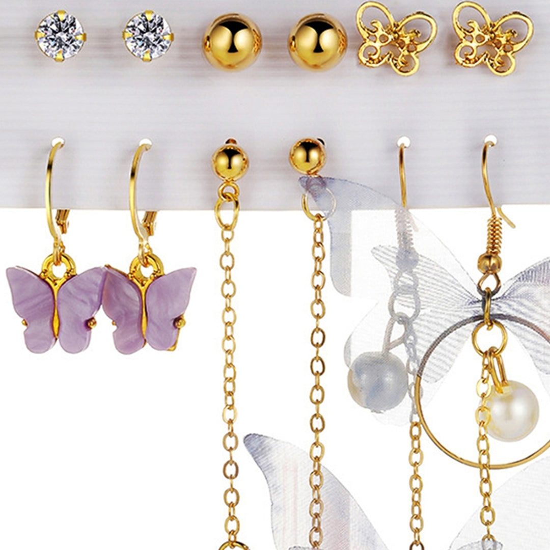 6 Pairs Dangle Earrings Long Ear Studs for Banquet Image 8