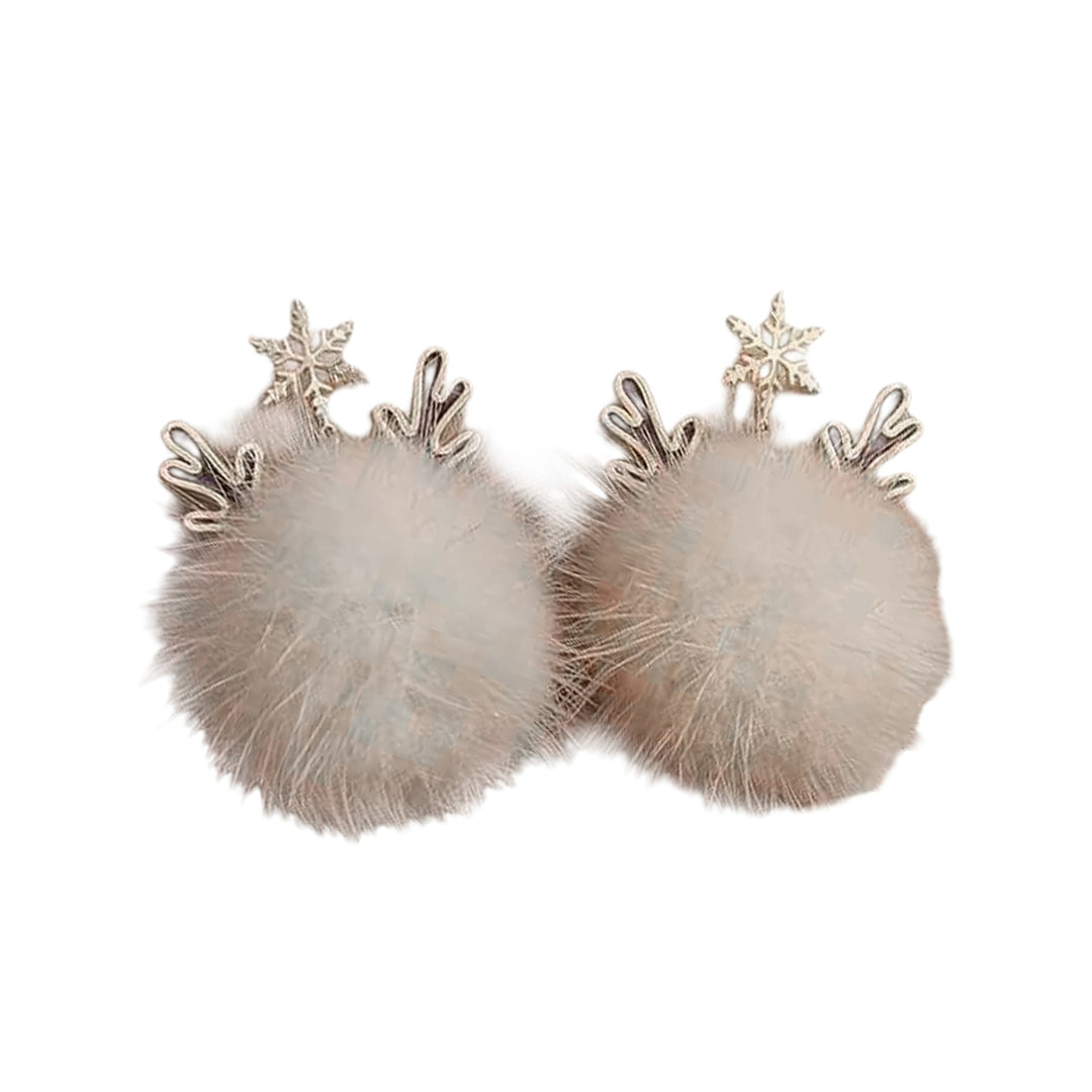 1 Pair Drop Earrings Tassel Design Spherical Elk Antlers Imitated Mink Hair Geometric Women Earrings for Dating Image 3
