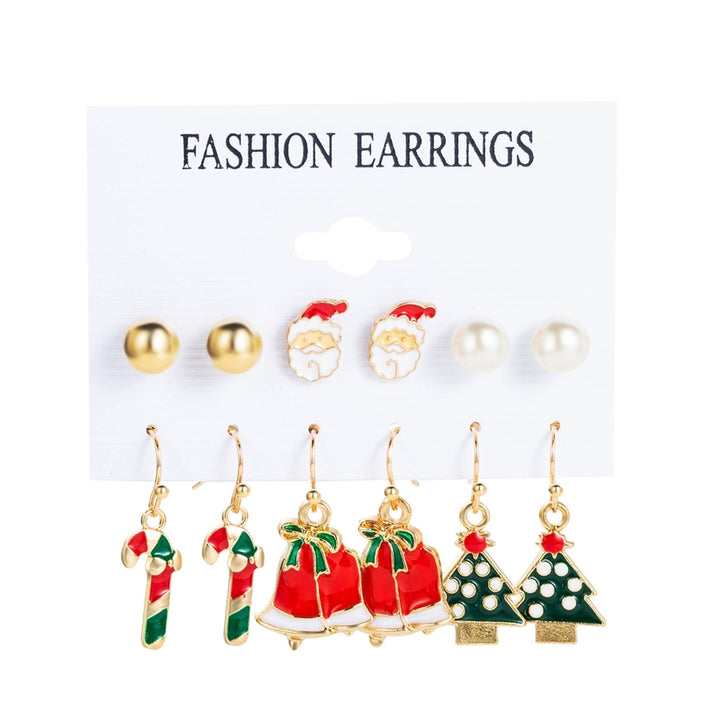 6Pairs/Set Christmas Earrings Studs Dangle Earrings Image 6