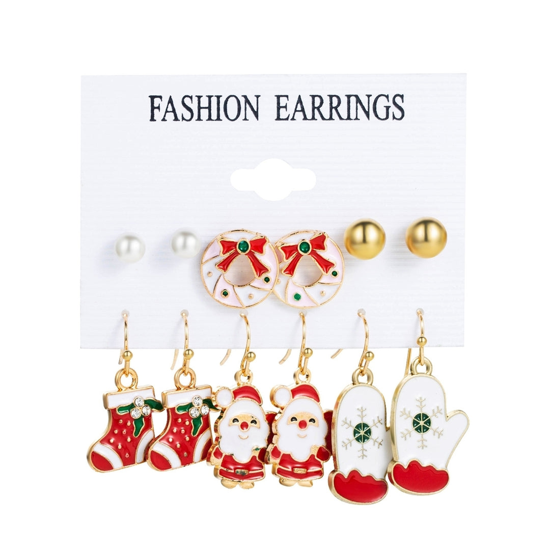 6Pairs/Set Christmas Earrings Studs Dangle Earrings Image 7