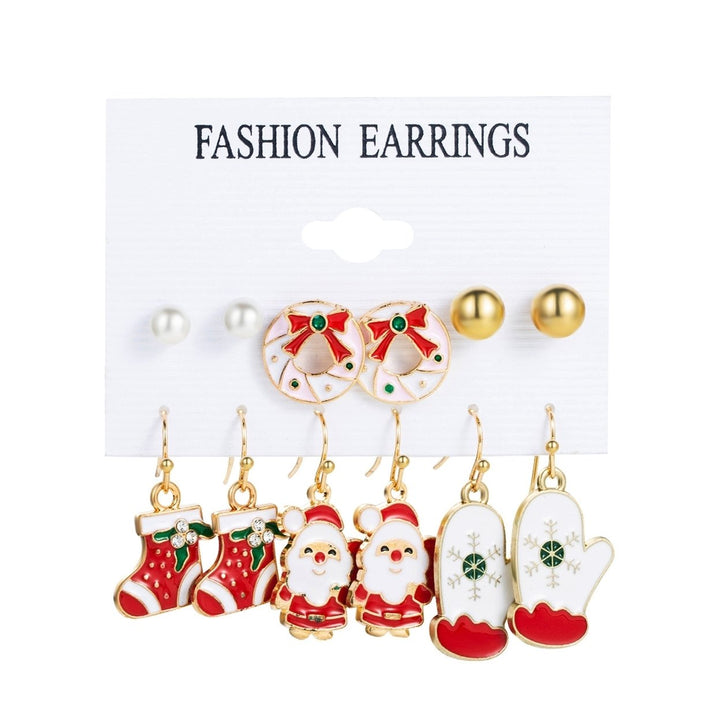 6Pairs/Set Christmas Earrings Studs Dangle Earrings Image 1