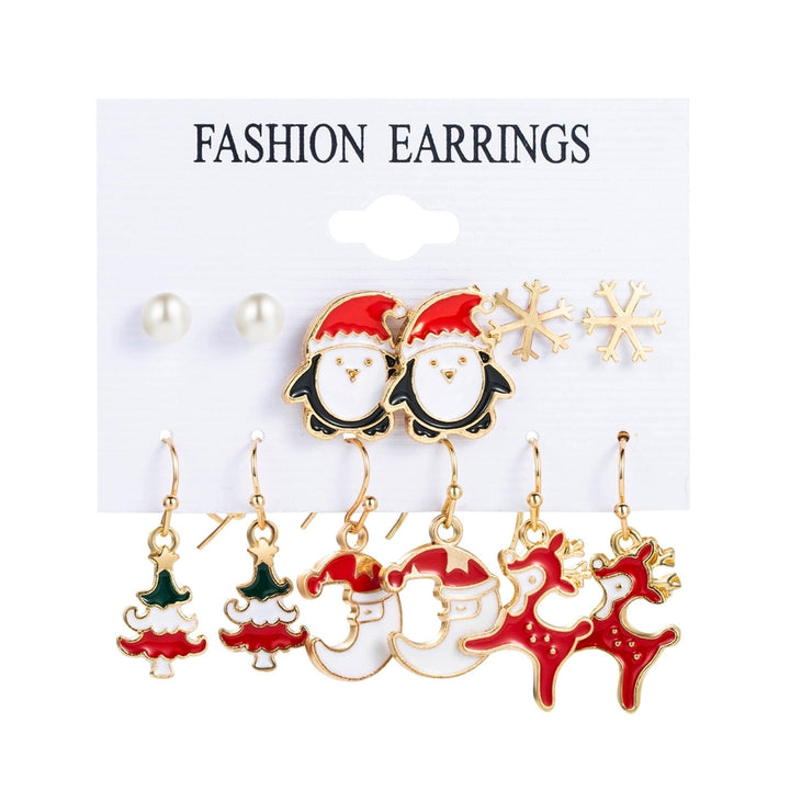 6Pairs/Set Christmas Earrings Studs Dangle Earrings Image 8