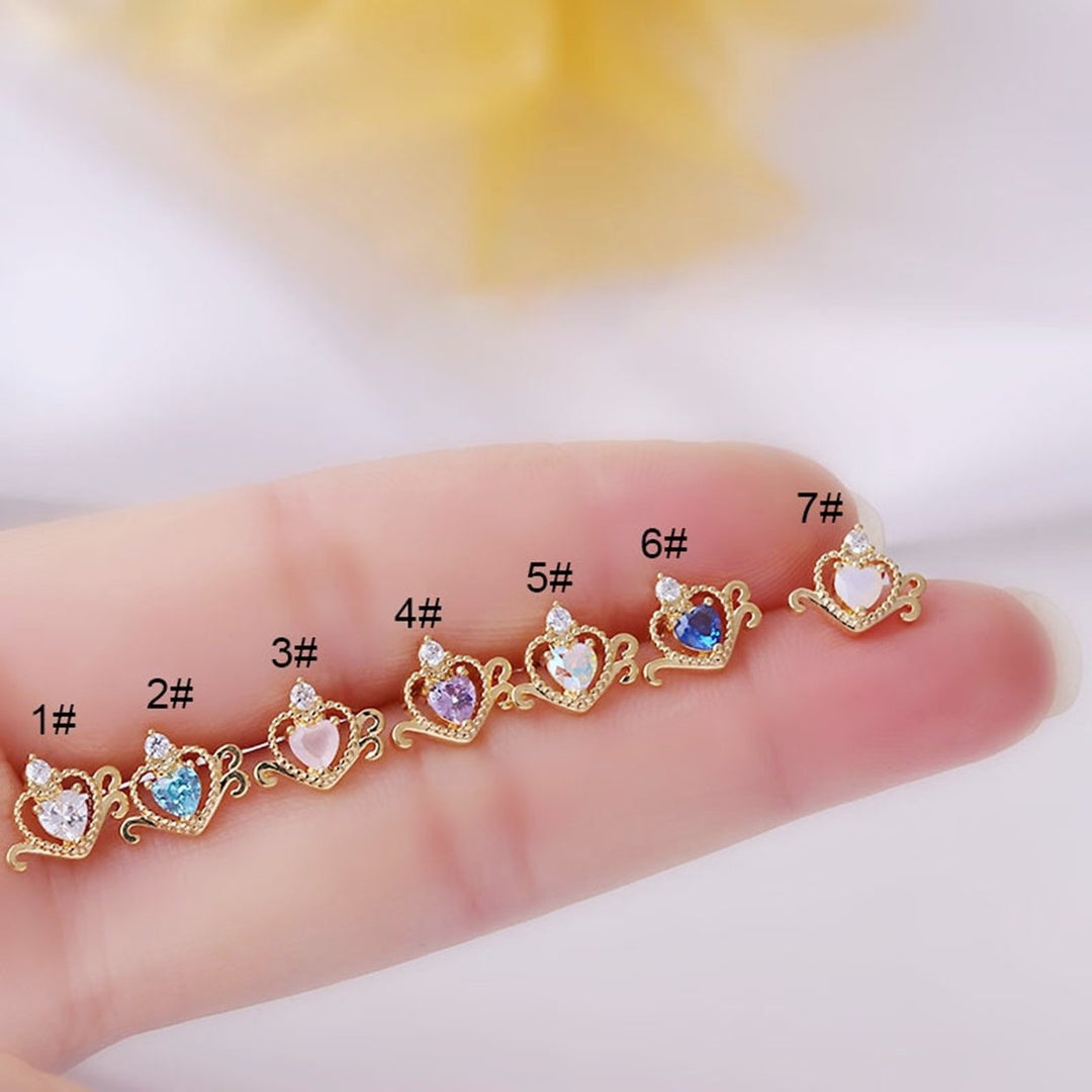 1Pc Stud Earring Cubic Decoration Gift for Dating Image 1