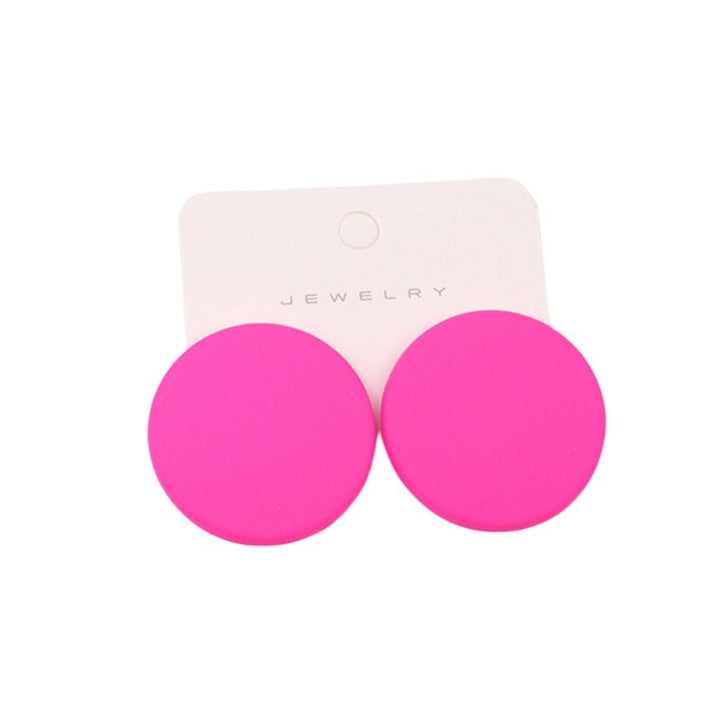 1 Pair Stud Earrings Candy Color Geometric Spray Paint Piercing Simple Women Girl Big Round Ear Studs Fashion Jewelry Image 3