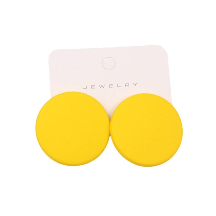 1 Pair Stud Earrings Candy Color Geometric Spray Paint Piercing Simple Women Girl Big Round Ear Studs Fashion Jewelry Image 8