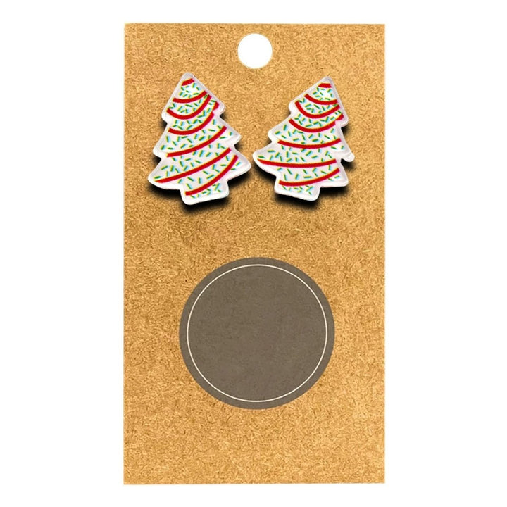 1 Pair Ear Studs Mini Fun Hypoallergenic Cute Acrylic Gift Fashion Jewelry Christmas Tree Shaped Women Earrings for Image 1