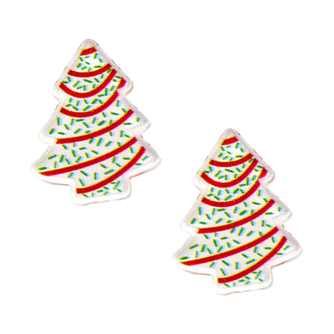 1 Pair Ear Studs Mini Fun Hypoallergenic Cute Acrylic Gift Fashion Jewelry Christmas Tree Shaped Women Earrings for Image 4