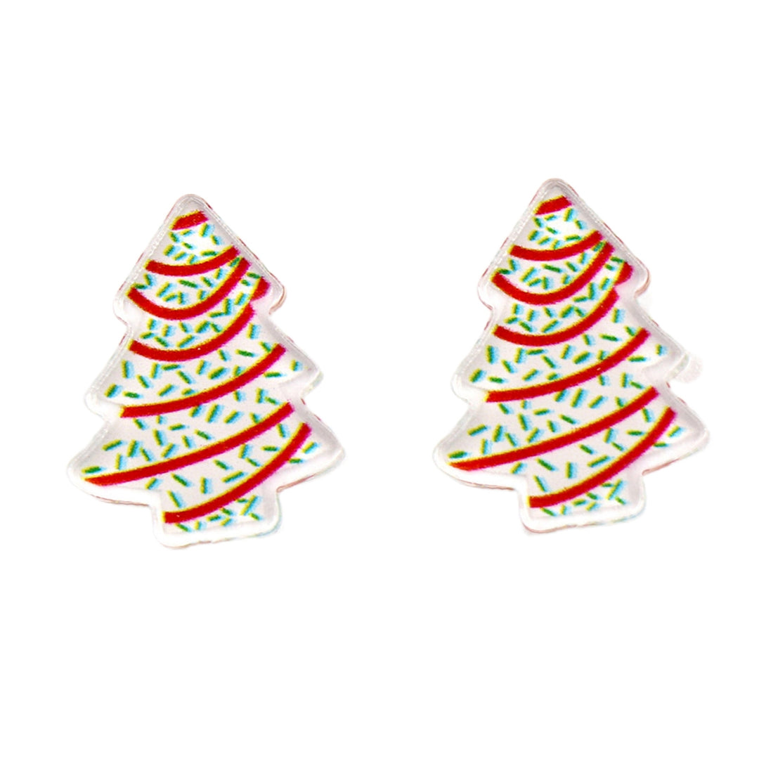 1 Pair Ear Studs Mini Fun Hypoallergenic Cute Acrylic Gift Fashion Jewelry Christmas Tree Shaped Women Earrings for Image 11